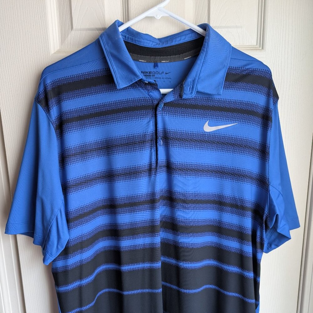 Large Men Blue and Black Nike Polo